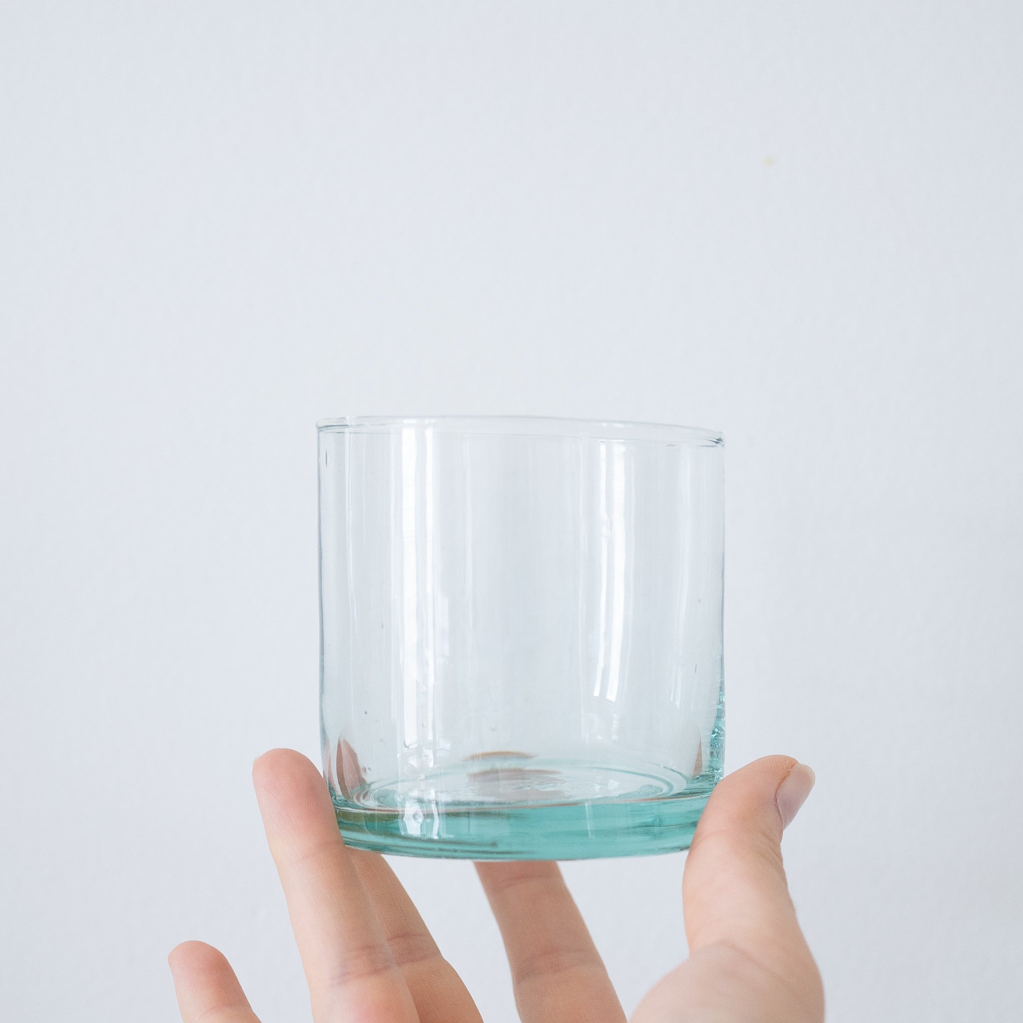 straight short clear glass recycled tumbler