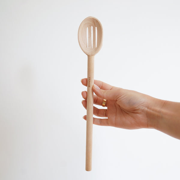 Slotted Wood French Cooking Spoon