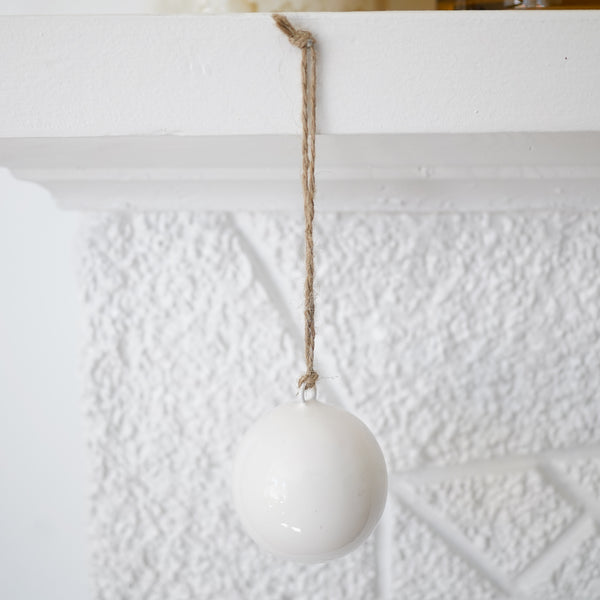 White Enamel Ball Ornament