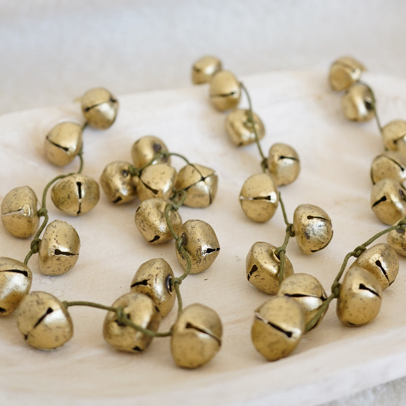 Antique Gold Bells Garland 60"