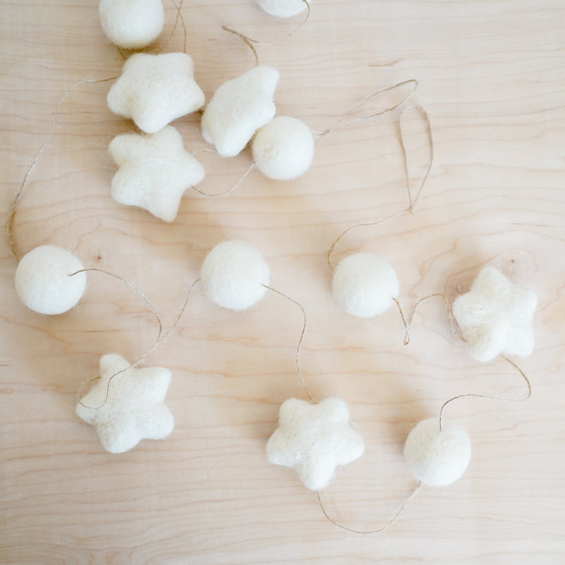 Felt Balls & Stars Garland