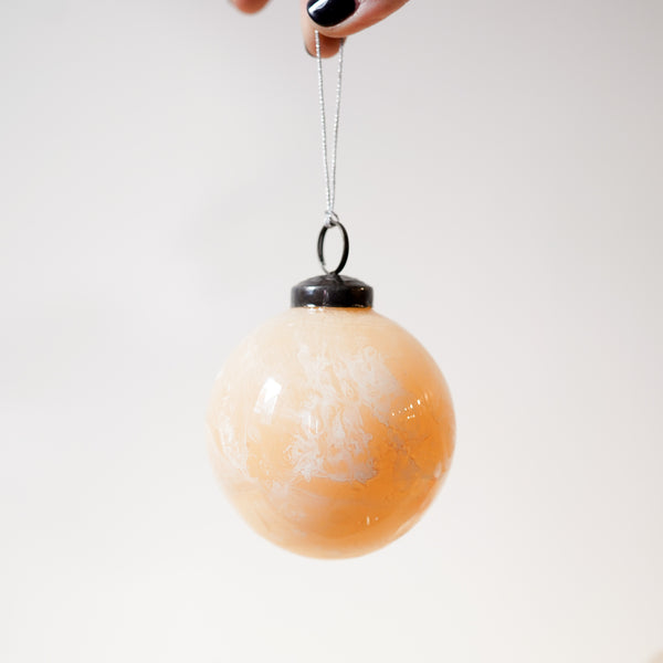Marbled Nude Finish Glass Ball Ornament