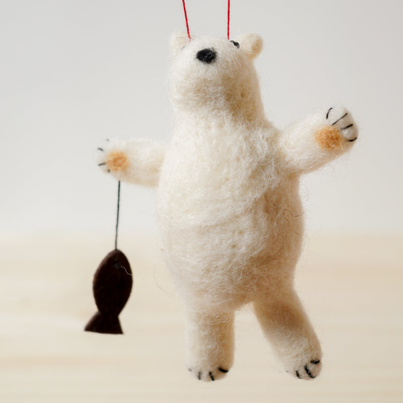 Polar Bear with Fish Ornament