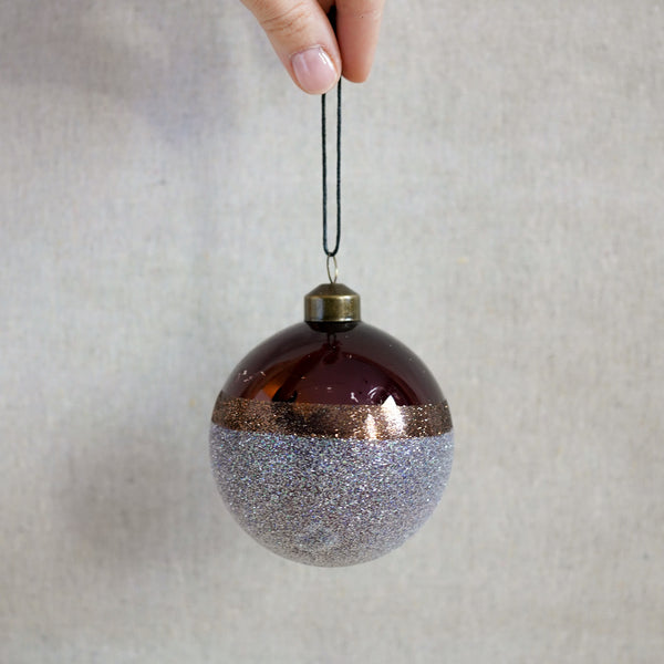 Burgundy Stripe Bauble Ornament