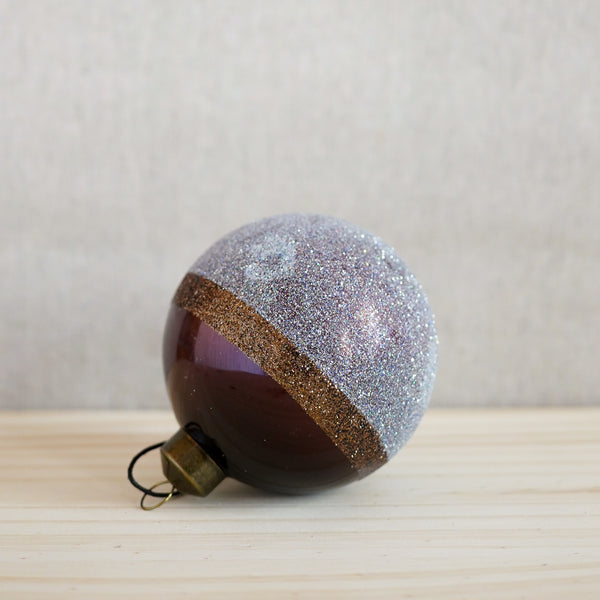 Burgundy Stripe Bauble Ornament