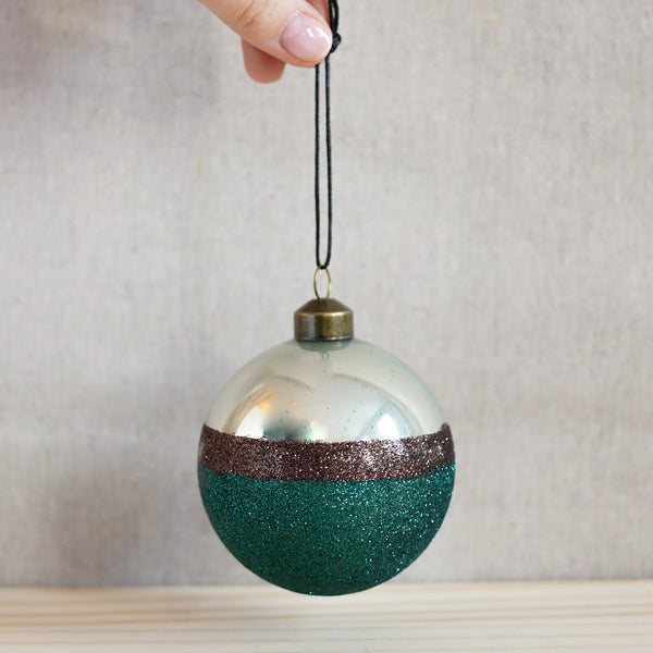 Green Striped Bauble Ornament