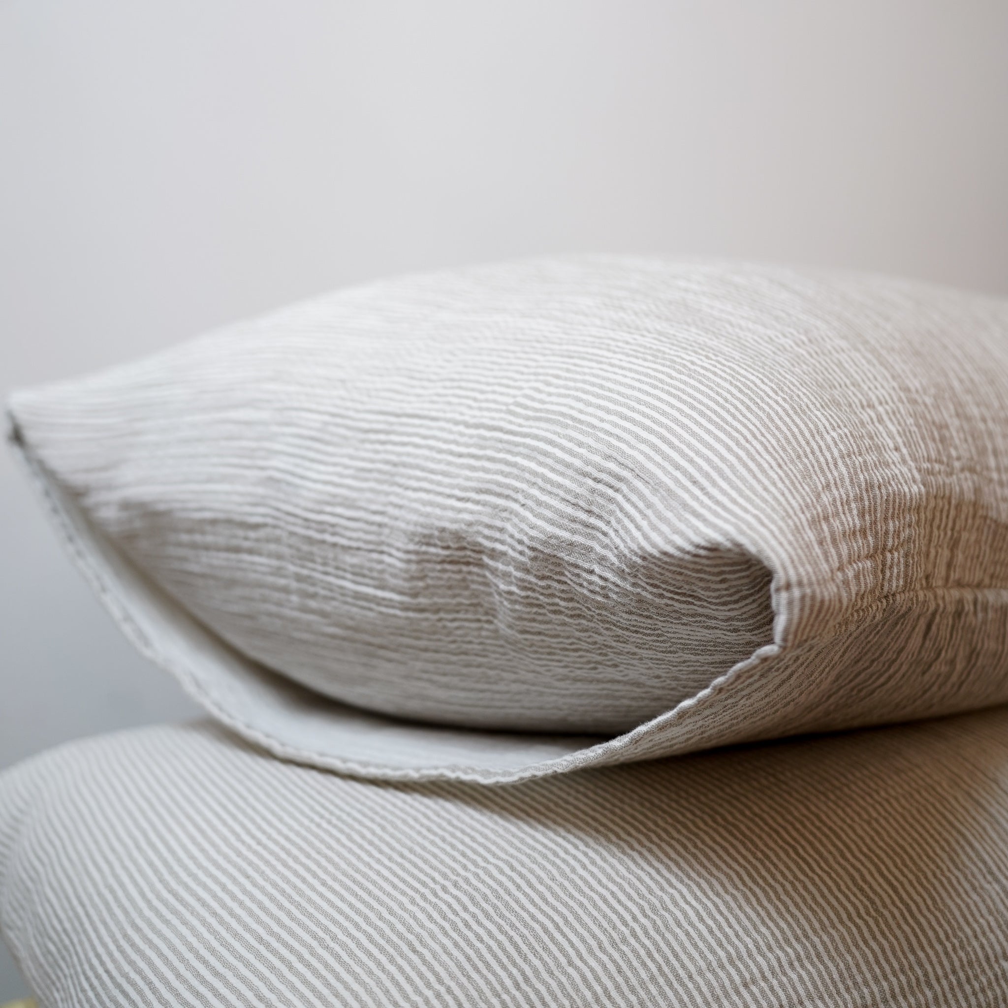 Cotton Gauze Pillowcases (set of 2) - Sage Thin Stripes
