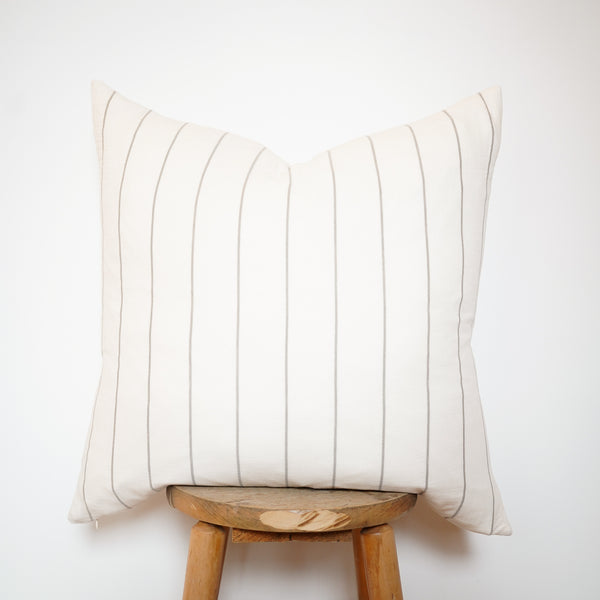 Square Cotton Gauze Pillow - Sage Wide Stripes