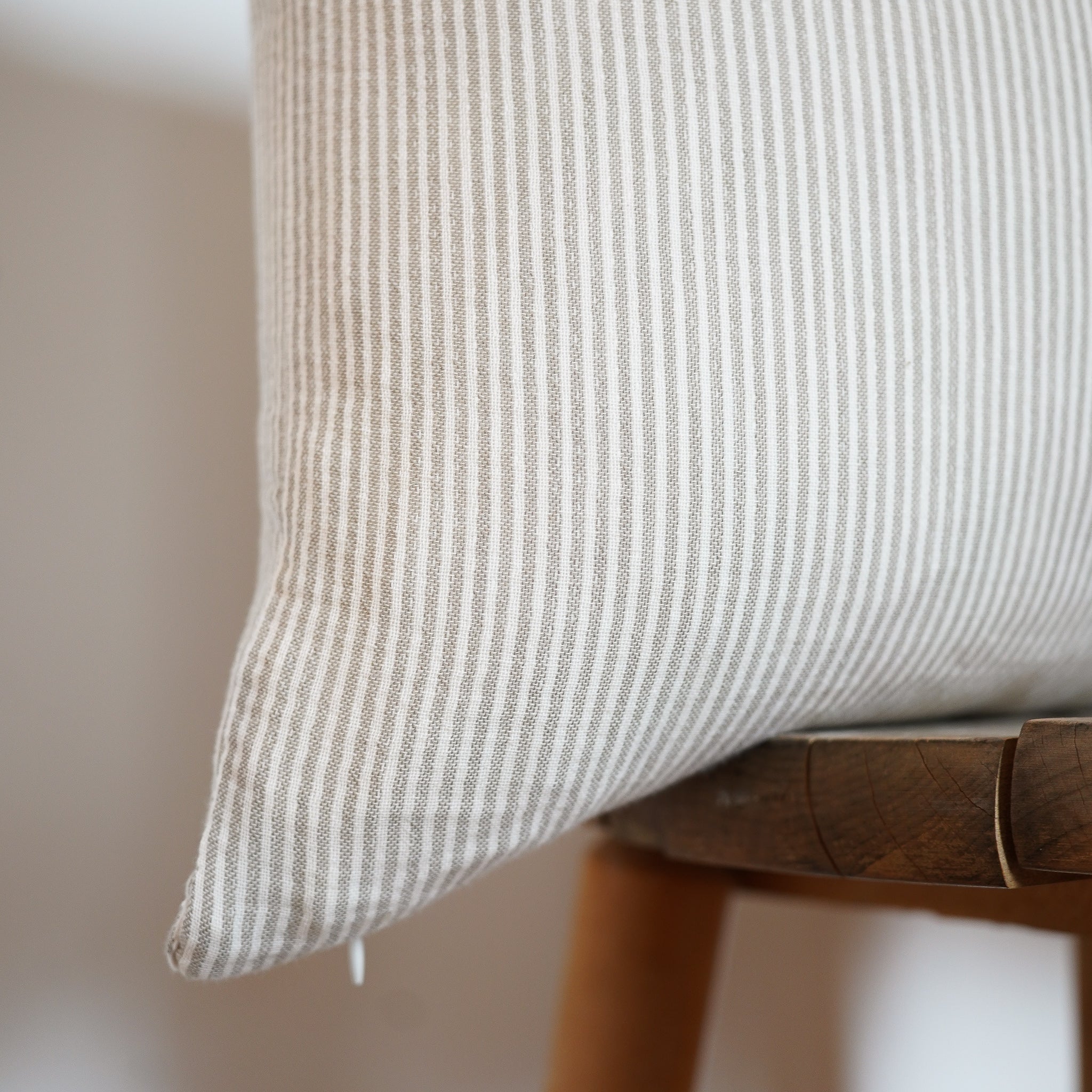 Square Cotton Gauze Pillow - Sage Thin Stripes