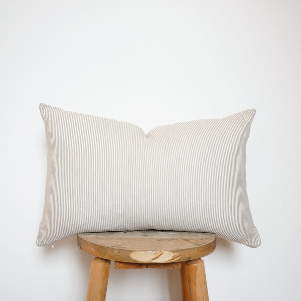 Lumbar Cotton Gauze Pillow - Sage Thin Stripes