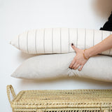 Lumbar Cotton Gauze Pillow - Sage Wide Stripes