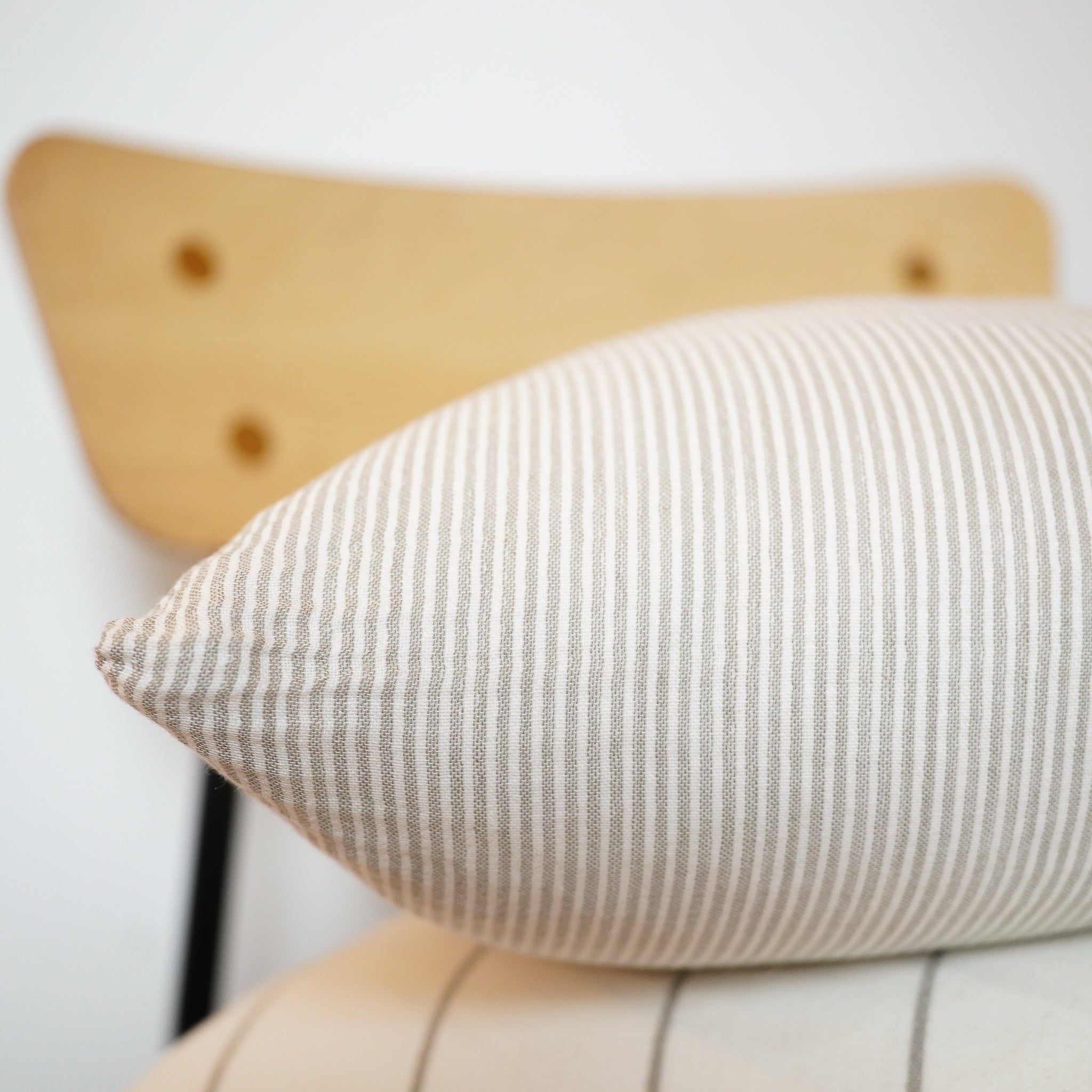 Square Cotton Gauze Pillow - Sage Thin Stripes