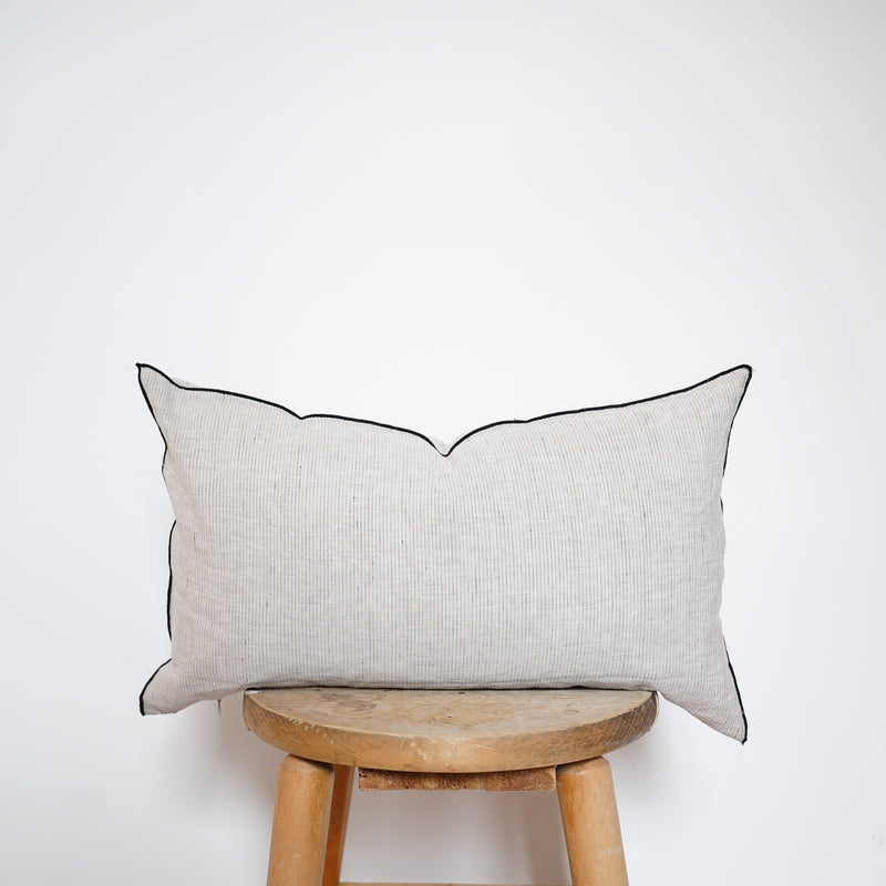 Lumbar Pinstripe Linen & Cotton Pillow