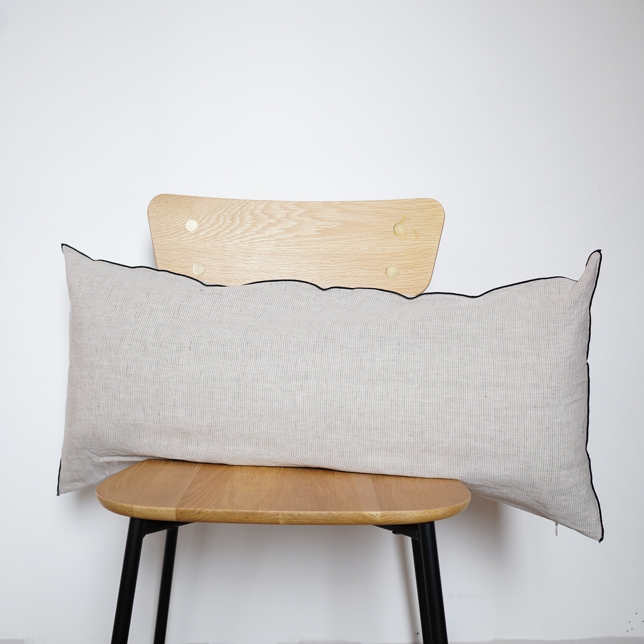 Lumbar Pinstripe Linen & Cotton Pillow