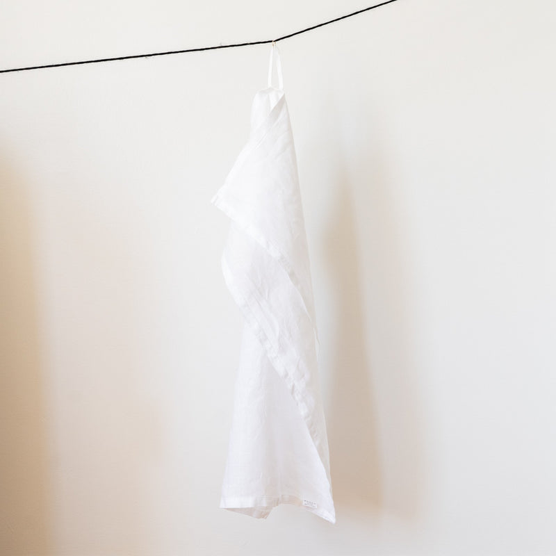white linen tea towel