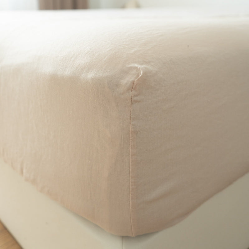 blush linen fitted sheet