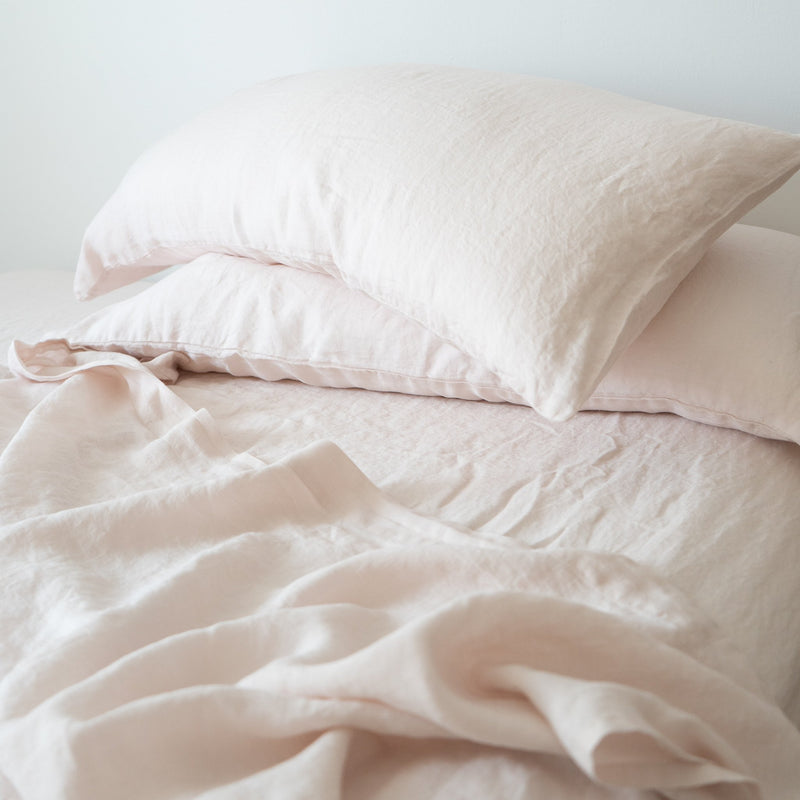 blush linen bedding