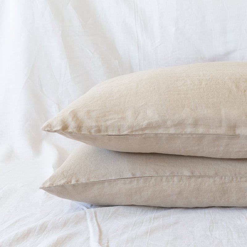natural / beige linen pair of pillowcases
