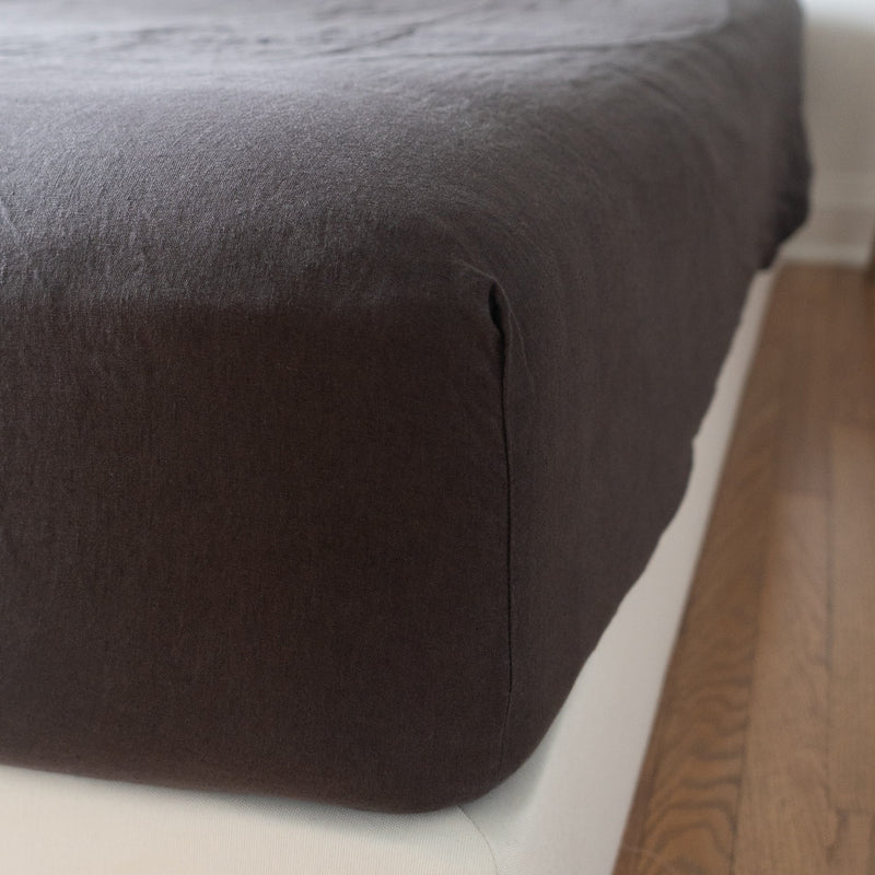 charcoal linen fitted sheet