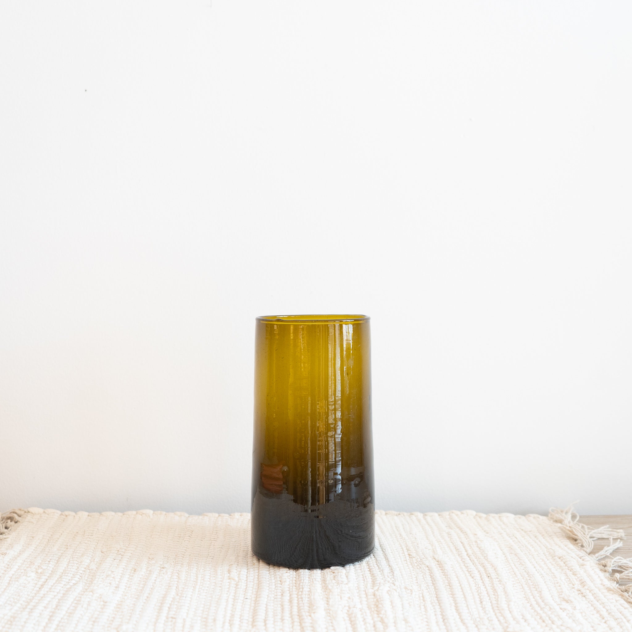 handblown recycled bronze glass cone shape vase