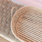 open weave straw handwoven tray with handles