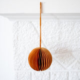 Round Folded Paper Ornament Brown-Gold
