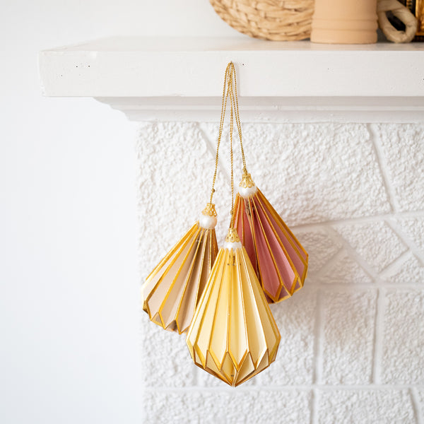 Foldable Paper Pendant Ornament Yellow