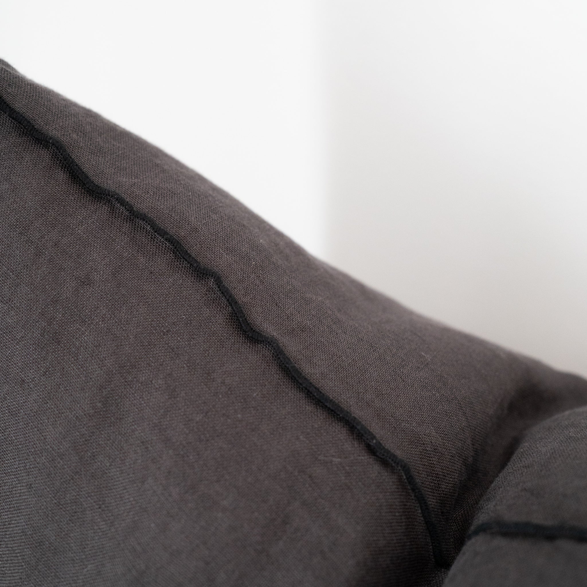 charcoal square linen pillow with black edges