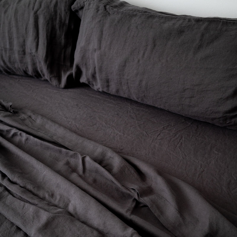 charcoal linen bedding
