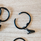 matte black openable clip curtain rings
