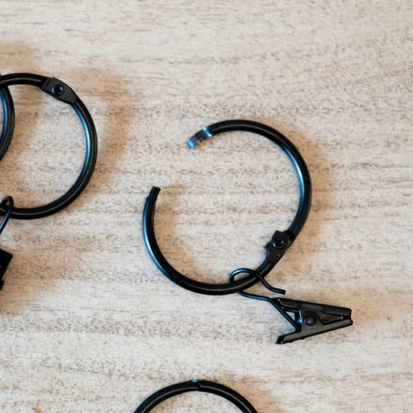 matte black openable clip curtain rings