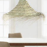tapered shaggy handwoven straw light pendant / shade