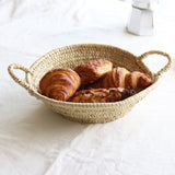 handwoven straw plate with handles