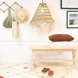 shaggy open weave straw woven light pendant