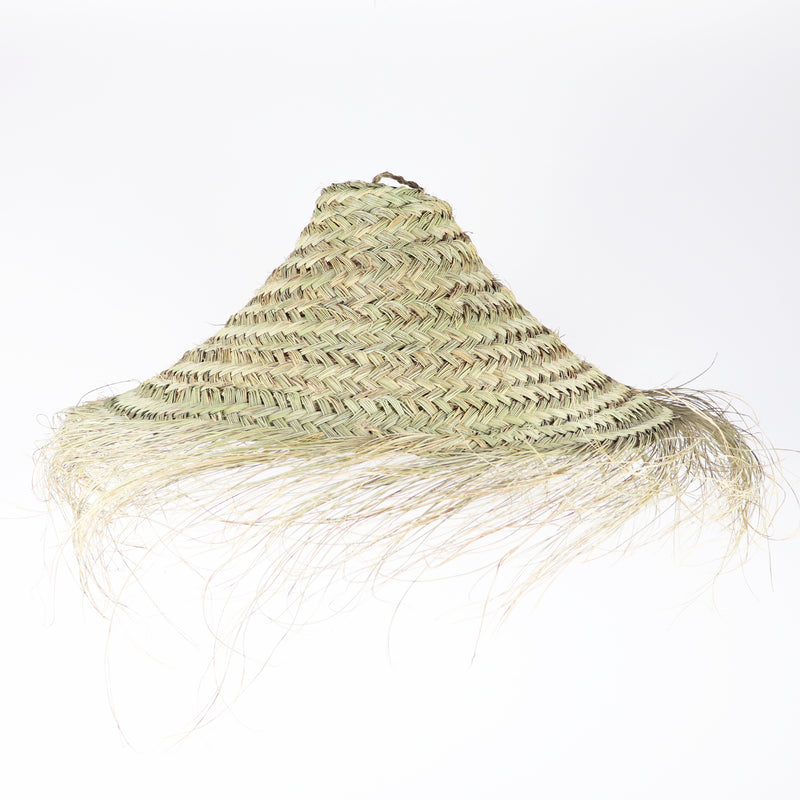 tapered shaggy handwoven straw light pendant / shade
