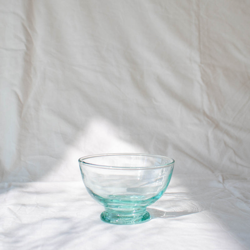 clear recycled handblown glass dessert bowl