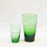 small and large recycled green beldi glass
