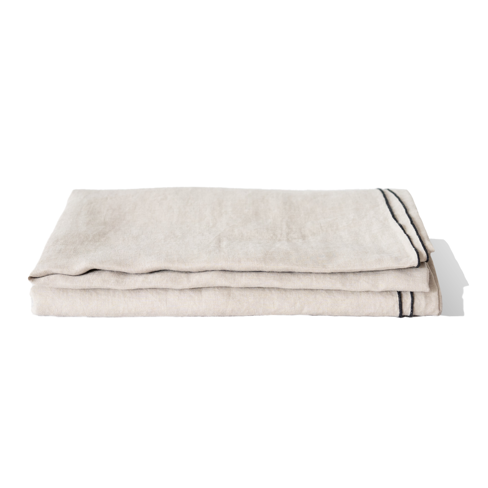 Natural Beige linen tablecloth with black edge