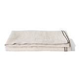 Natural Beige linen tablecloth with black edge