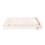 Blush linen tablecloth with black edge