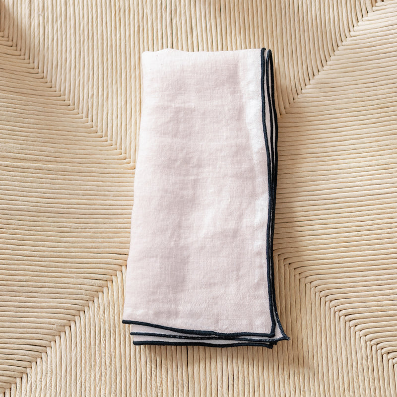 blush black edged linen placemat 