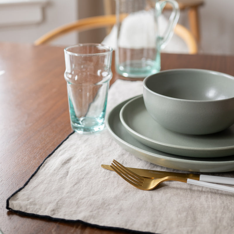 natural black edged linen placemat 