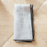 natural black edged linen placemat