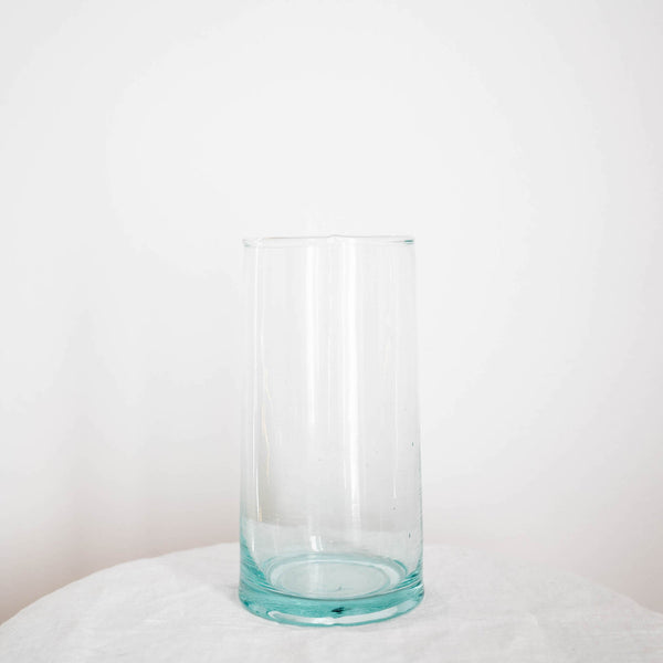 handblown recycled clear glass cone shape vase