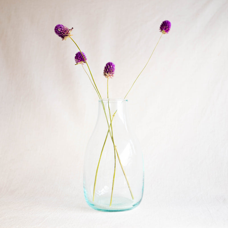 organic shaped Clear recycled handblown glass vase
