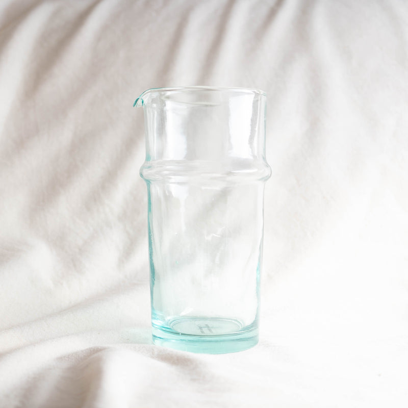 clear recycled glass beldi shaped jug with spout