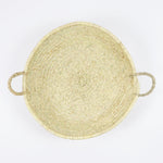 handwoven straw plate with handles