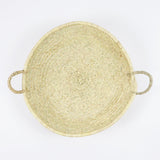 handwoven straw plate with handles