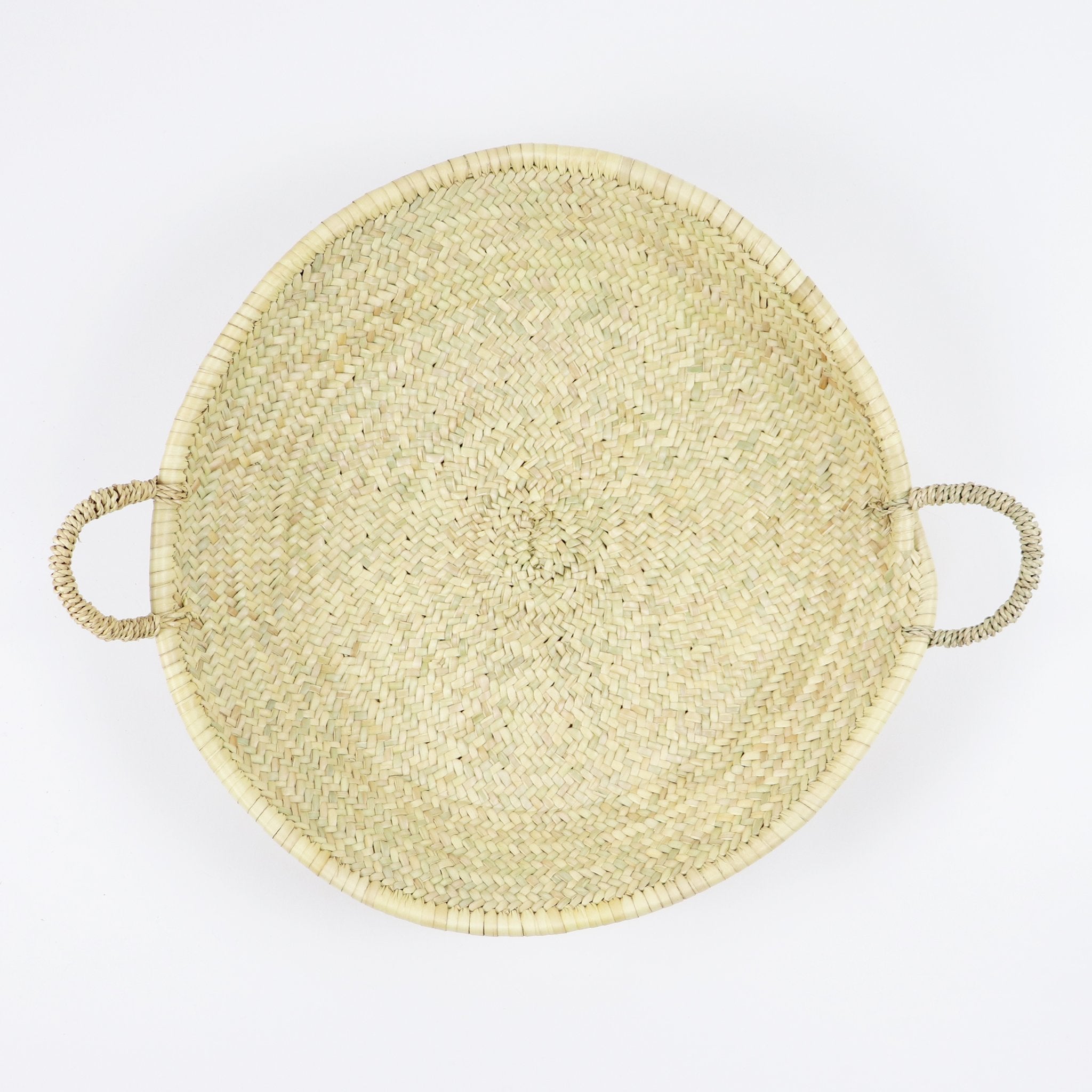 handwoven straw plate with handles