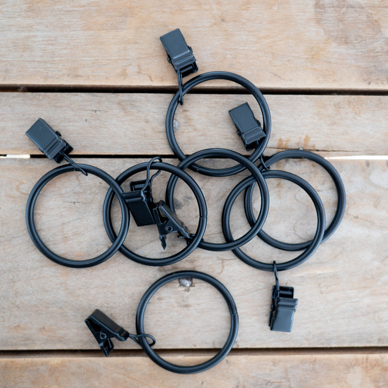 black matte clip curtain rings